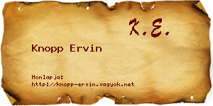 Knopp Ervin névjegykártya